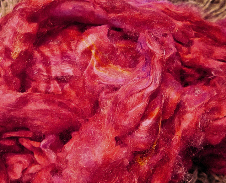 Farrari Red Multi Recycled Mulberry Sliver for Art Yarn Weaving Spinning Felting SUPER FAST SHIPPING!