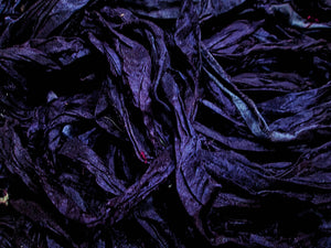 Ultraviolet Deep Moody Purple Recycled Sari Silk Thin Ribbon 5 - 10 Yards Jewelry Weaving Spinning Mixed Media SUPER FAST SHIPPING!