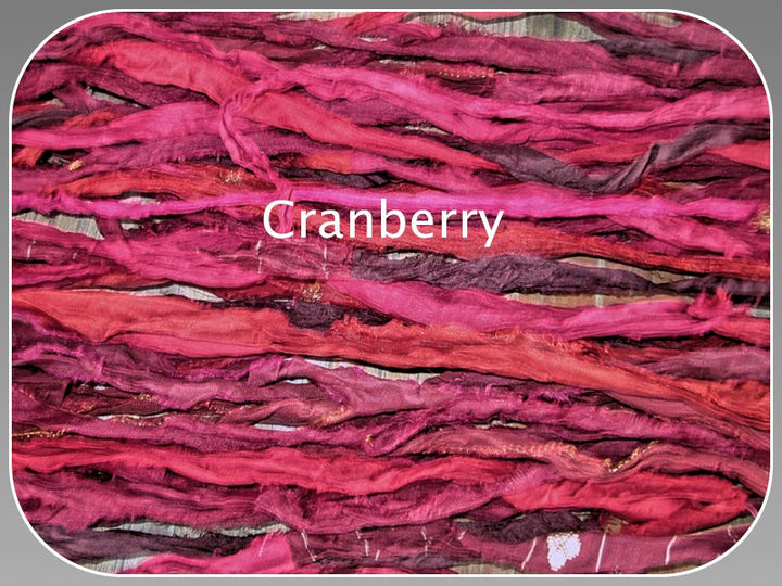 Cranberry Recycled Sari Silk Ribbon Yarn