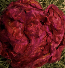 Load image into Gallery viewer, Farrari Red Multi Recycled Mulberry Sliver for Art Yarn Weaving Spinning Felting SUPER FAST SHIPPING!
