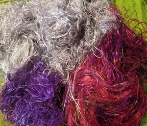 2 Oz Art Fiber FABULOUSNESS! Recycled Sari Silk Fiber for Art Yarn Carding Felting & Spinning SUPERFAST SHIPPING!