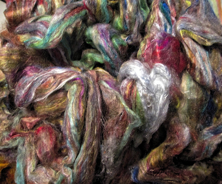 Silver Lining 1, 2 or 4 oz Recycled Sari Silk Sliver for Art Yarn Weaving Spinning Super Fast Shipping!