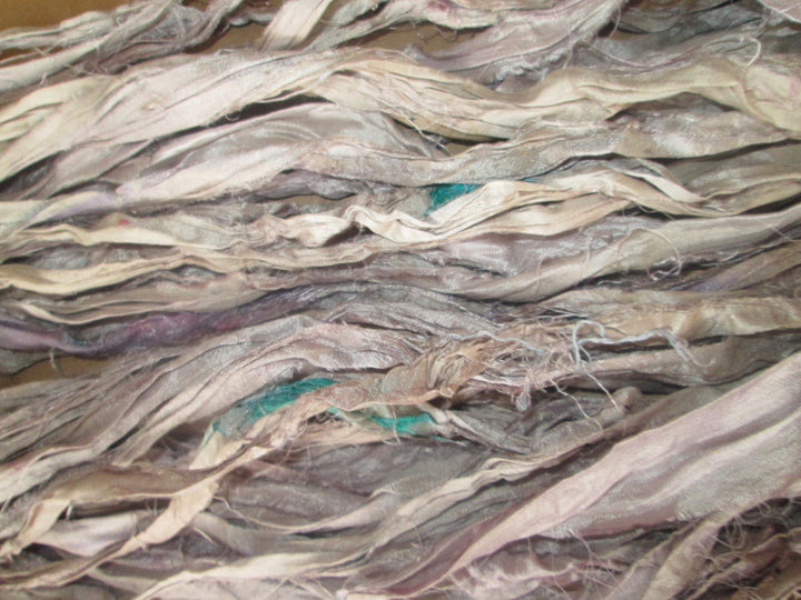 Silver Lining Recycled Sari Silk Ribbon Novelty Yarn