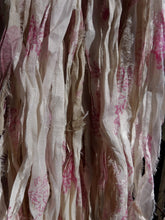 Load image into Gallery viewer, NEW Retro Print Pink/White/Ivory Recycled Sari Silk Ribbon
