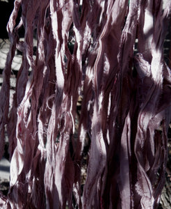 Faded Lilacs Recycled Sari Silk Ribbon 5 - 10 Yards Jewelry Weaving Spinning Mixed Media Boho SUPER FAST SHIPPING!