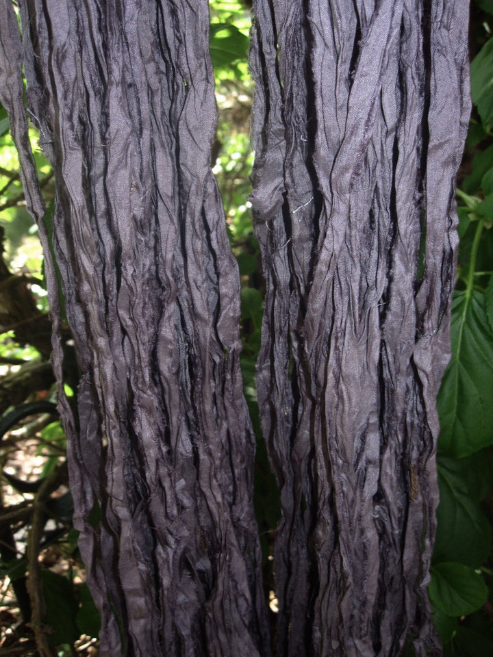 Smokey Plum Earthy Dusky Recycled Sari Silk Ribbon