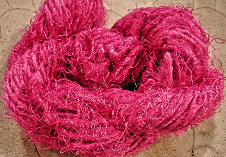 Magenta Handspun Banana Silk Yarn Skein