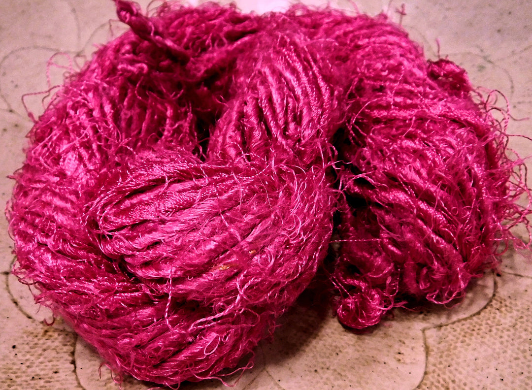 Magenta Handspun Banana Silk Yarn Skein