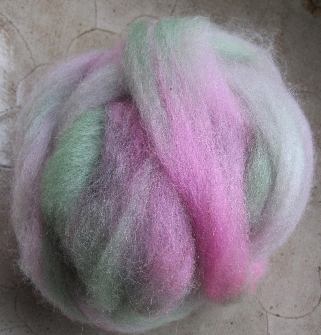 Kiwi and Rose Hand Painted Roving