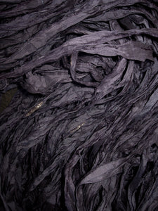 Smokey Plum Earthy Dusky Recycled Sari Silk Ribbon 5 - 10 Yards or Full Skein Jewelry Weaving Boho Mixed Media