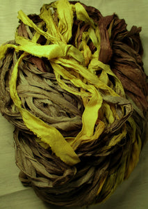 Horizon Earthy Dusky Recycled Sari Silk Ribbon 5 - 10 Yards or Full Skein Jewelry Weaving Boho Mixed Media