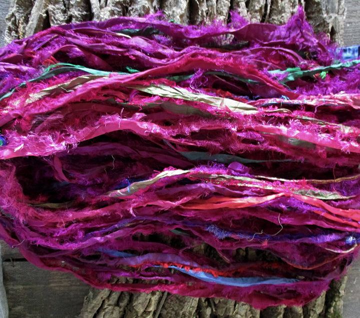 Pinks & Purples Frilly Fuzzy Ultimate Eyelash Sari Silk Ribbon