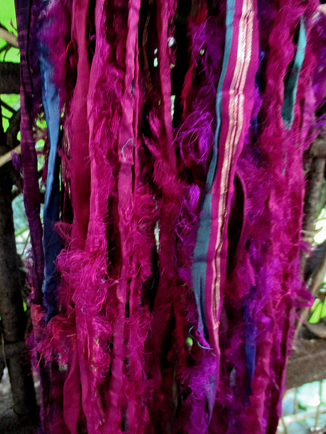 Pinks & Purples Frilly Fuzzy Ultimate Eyelash Sari Silk Ribbon