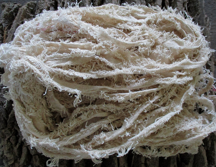 Cream Undyed Fuzzy Eyelash 100% Cotton Bulky Yarn Thick 'n Thin  30 Yard Skeins SUPER FAST SHIPPING!