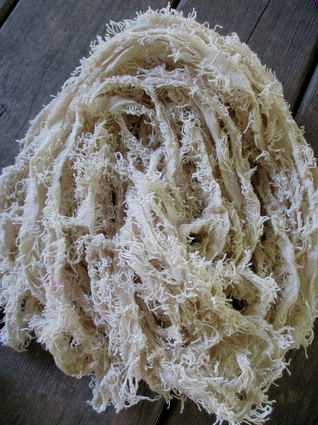 Cream Undyed Fuzzy Eyelash 100% Cotton Bulky Yarn Thick 'n Thin  30 Yard Skeins SUPER FAST SHIPPING!