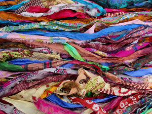 Gorgeous Persian Bazaar Multi Recycled Sari Silk Ribbon 5 - 10 Yards or Full Skein BOHO Jewelry Making SUPER FAST Shipping!