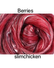 Load image into Gallery viewer, Berries Silk Merino Luxury Blend Sliver Spinning &amp; Felting SUPER FAST SHIPPING!
