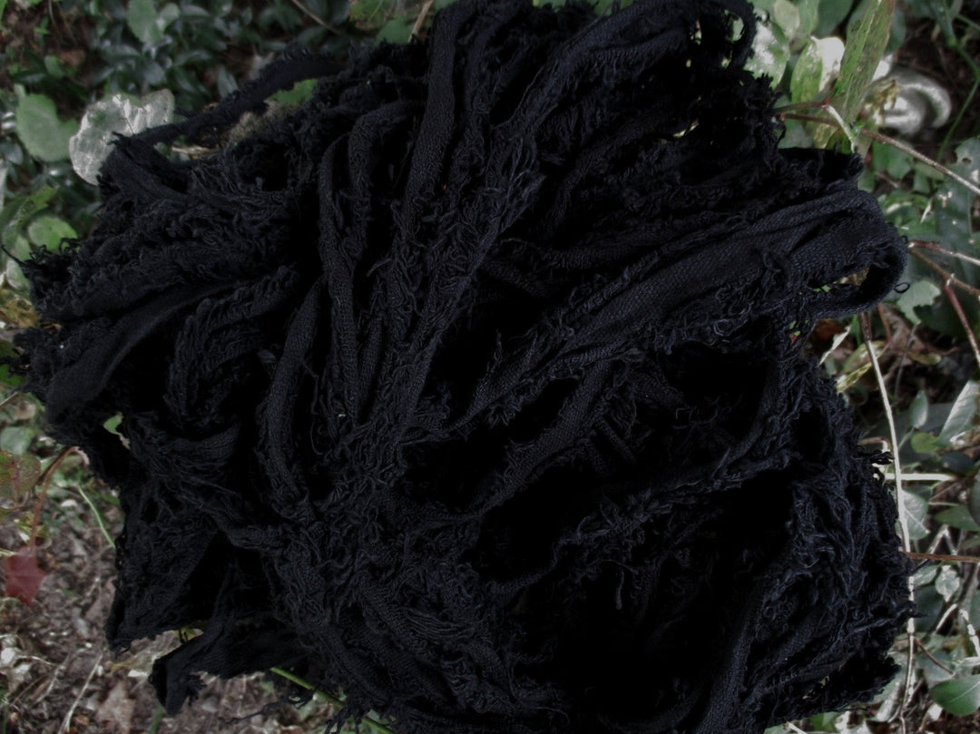 Jet Black Fuzzy Eyelash 100% Cotton Bulky Yarn Thick 'n Thin  30 Yard Skeins SUPER FAST SHIPPING!