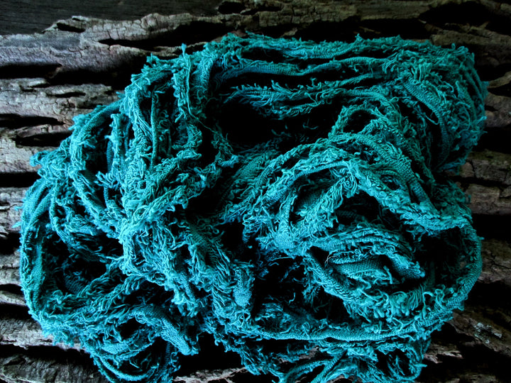 Teal Fuzzy Eyelash 100% Cotton Bulky Yarn Thick 'n Thin  30 Yard Skeins SUPER FAST SHIPPING!