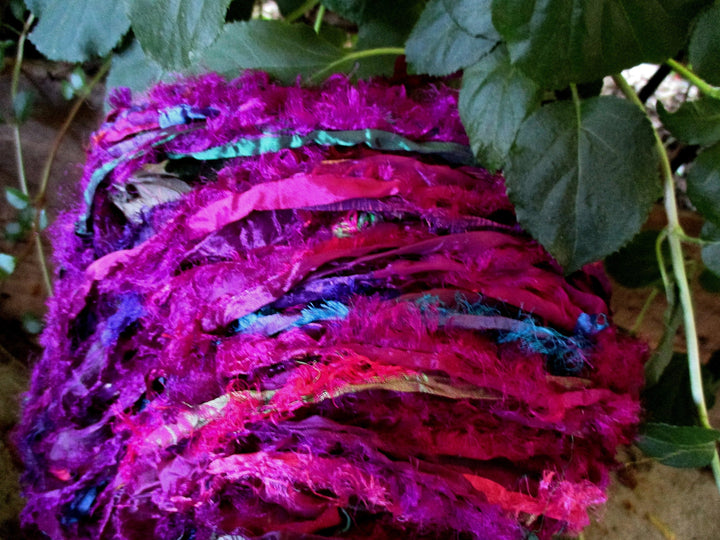 Pinks & Purples Frilly Fuzzy Ultimate Eyelash Sari Silk Ribbon