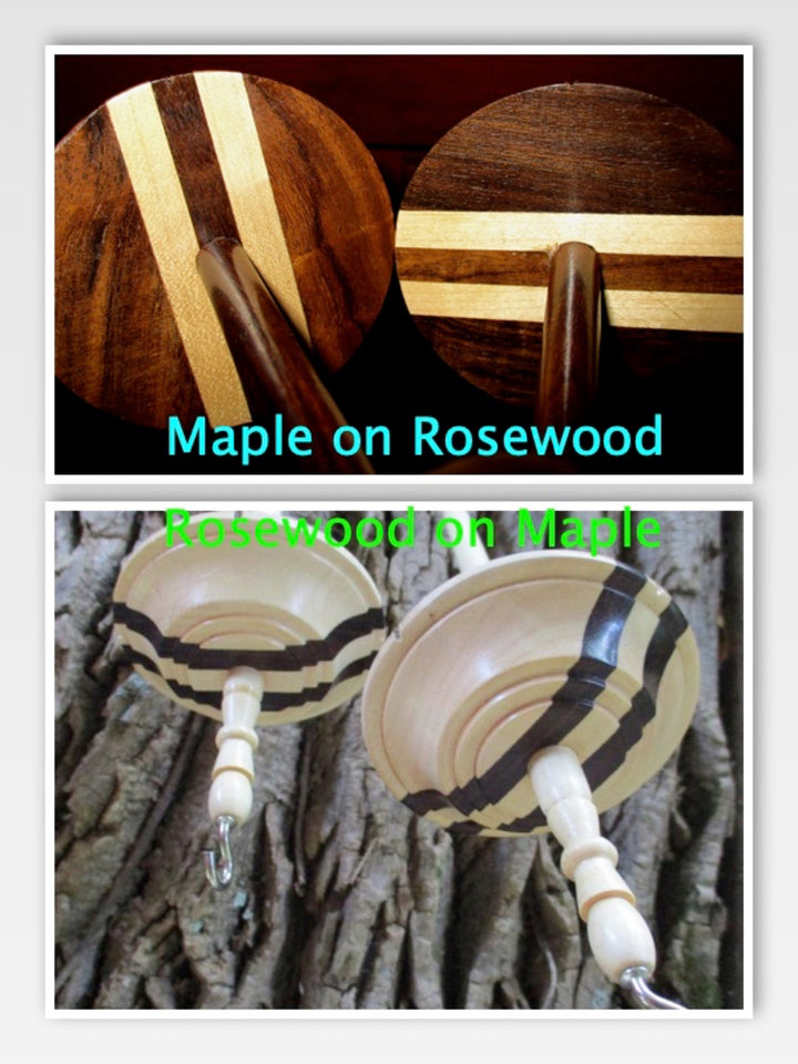 Inlaid Wood Drop Spindle or Spindle, Bowl or Set