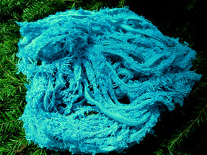 Turquoise Fuzzy Cotton Novelty Bulky Yarn Thick 'n Thin 30 Yard Skeins SUPER FAST SHIPPING!