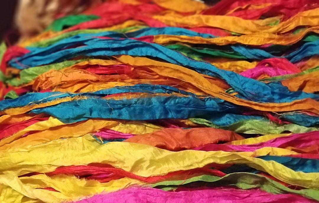 Gorgeous Beatiful Solids Persian Bazaar Recycled Sari Silk Ribbon