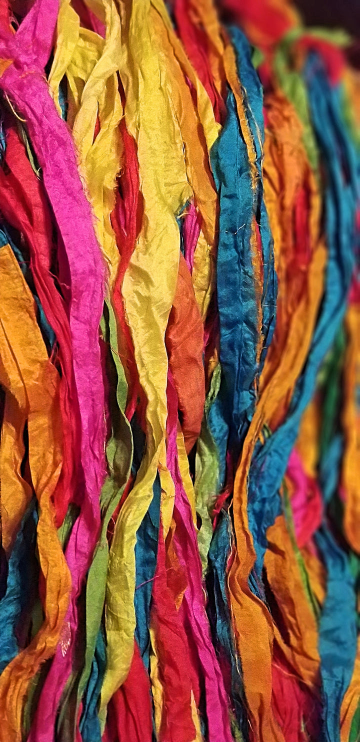 Gorgeous Beatiful Solids Persian Bazaar Recycled Sari Silk Ribbon