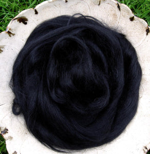 Soft & Silky Glossy Black Mohair Top Roving 1, 2 or 4 Oz SUPER FAST SHIPPING!