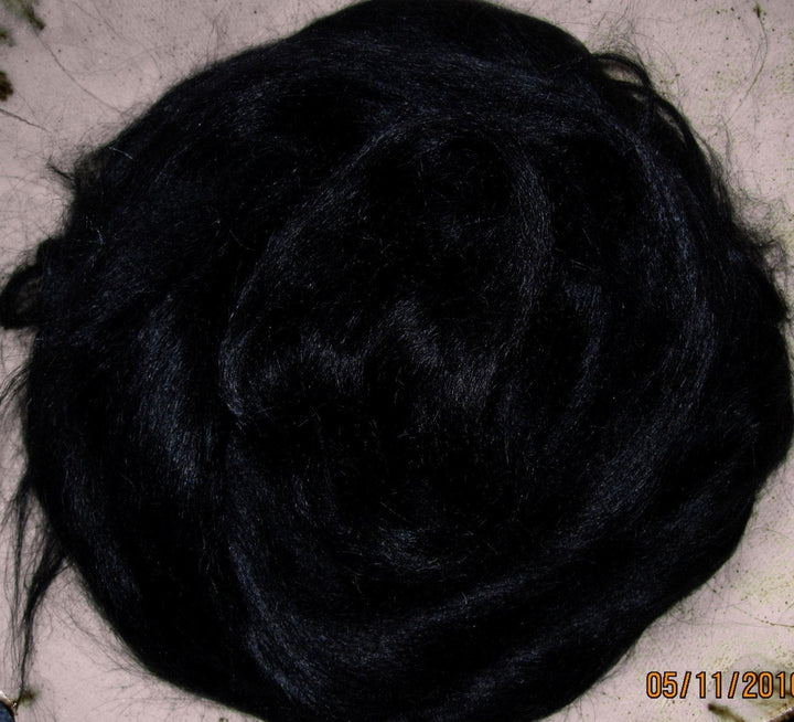 Soft & Silky Glossy Black Mohair Top Roving