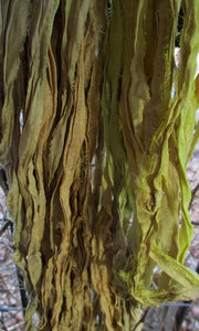 Dijon Recycled Sari Silk Ribbon Yarn 5 or 10 Yards Thin Ribbon for Yarn Jewelry Weaving Spinning