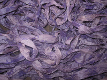 Load image into Gallery viewer, NEW Wild Iris Print Recycled Sari Silk Ribbon
