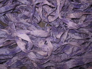 NEW Wild Iris Print Recycled Sari Silk Ribbon 5 - 10 Yards or Full Skein Jewelry Weaving Boho SUPERFAST SHIPPING!