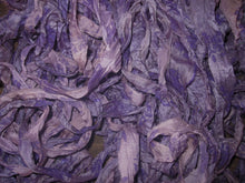 Load image into Gallery viewer, NEW Wild Iris Print Recycled Sari Silk Ribbon 5 - 10 Yards or Full Skein Jewelry Weaving Boho SUPERFAST SHIPPING!

