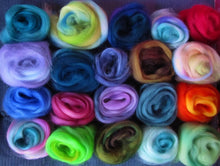 Load image into Gallery viewer, 20 or more Color Blend Superwash Sampler Spinners and Felters
