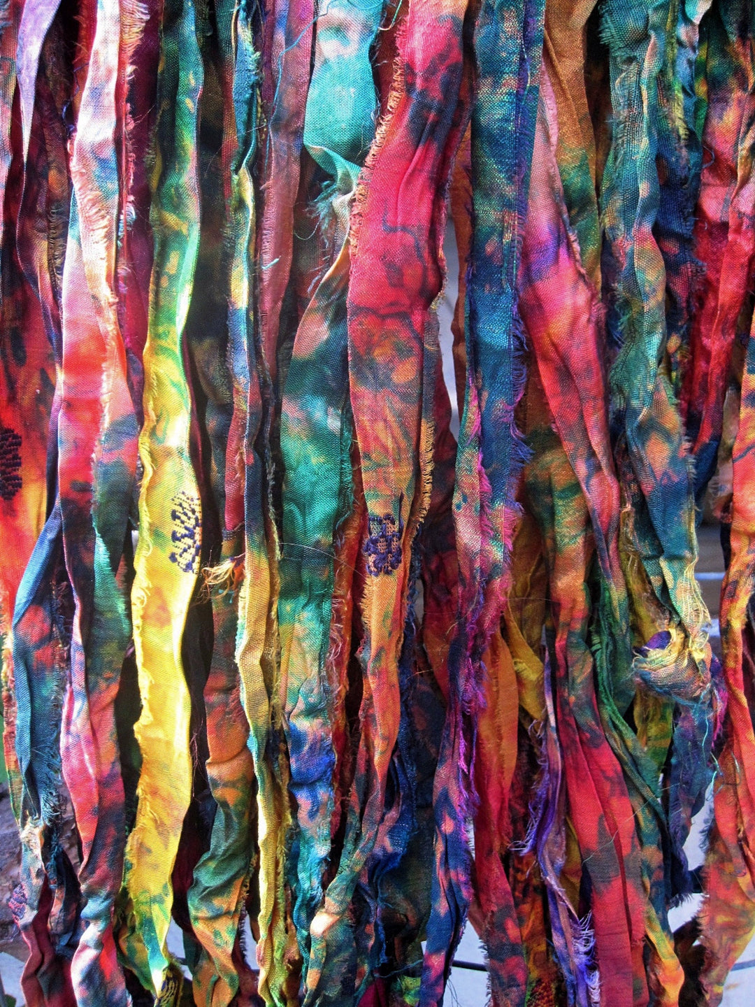 Super Colorful "Woodland" Tie Dye Multi Recycled Sari Silk Ribbon