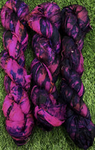 Load image into Gallery viewer, Fuchsia Flowers Tie Dye Multi Recycled Sari Silk Ribbon 5 - 10 Yards or Full Skein BOHO Jewelry Making SUPERFAST Shipping!
