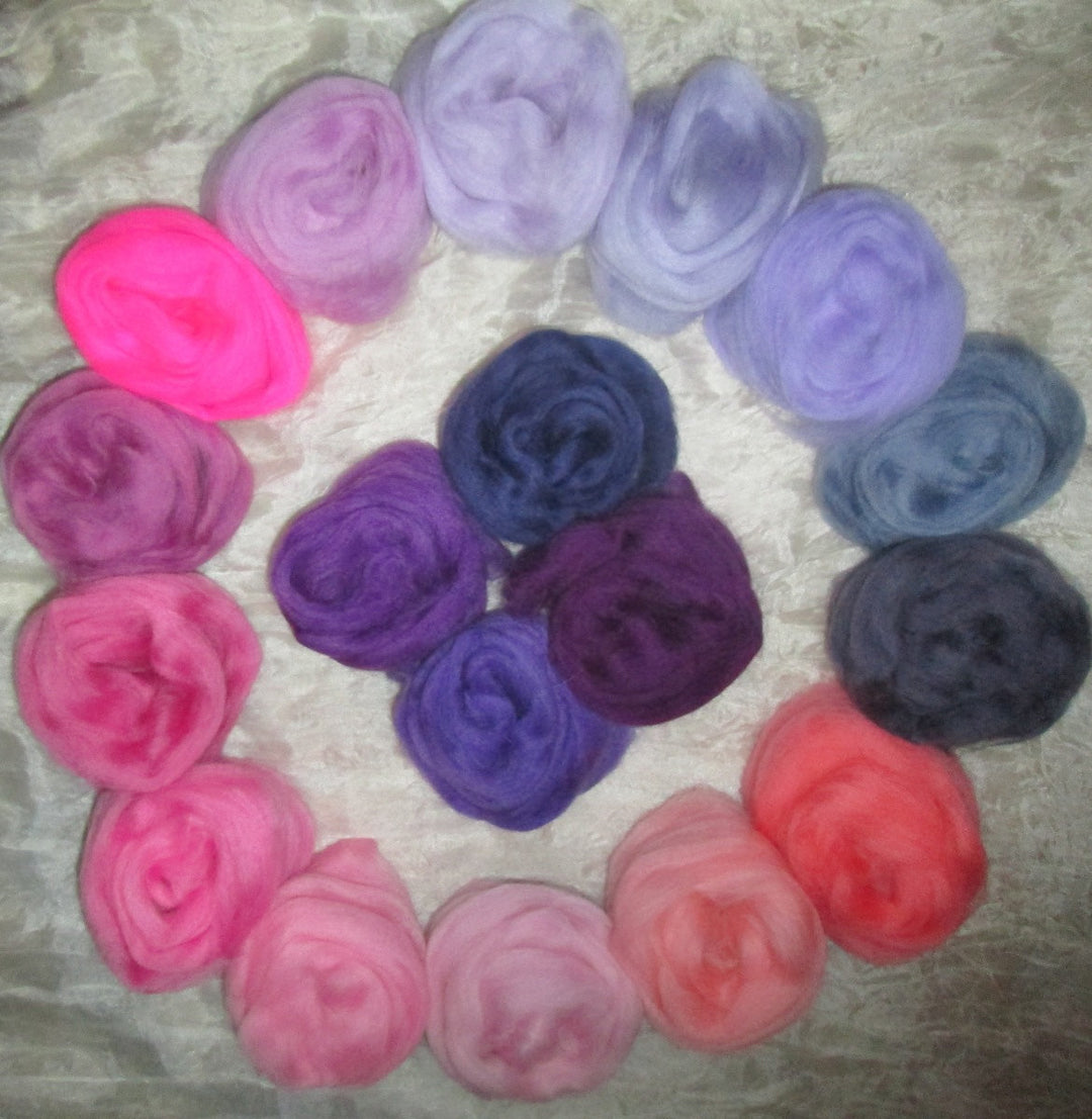 ALL the PINKS and PURPLES 18 Shades Merino Sampler