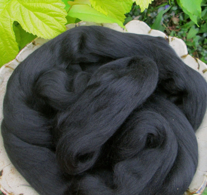 Stunning Deep Black 19 Micron Superfine Merino Top