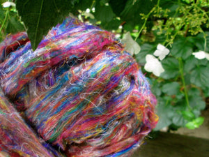 Silver Lining 1, 2 or 4 oz Recycled Sari Silk Sliver for Art Yarn Weaving Spinning Super Fast Shipping!