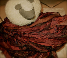 Load image into Gallery viewer, Root Beer Recycled Sari Silk Ribbon Yarn
