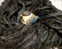 Load image into Gallery viewer, Black Recycled Sari Silk Ribbon Yarn 5 Yards Jewelry Weaving Spinning &amp; Mixed Meda SUPER FAST SHIPPING!
