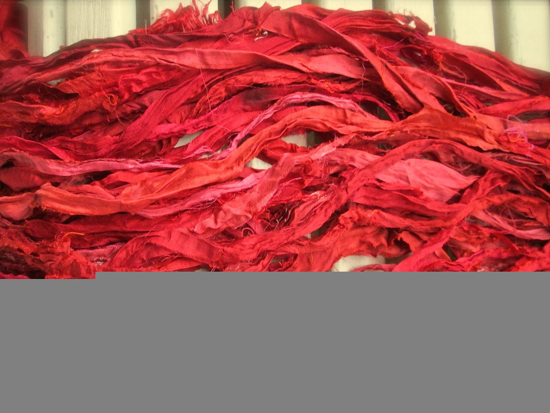 Saffron Spice Recycled Sari Silk Thin Ribbon Yarn