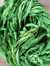 Load image into Gallery viewer, Key Lime Recycled Sari Silk Ribbon 5 or 10 Yards Wide Ribbon Yarn Jewelry Weaving Spinning SUPERFAST SHIPPING!
