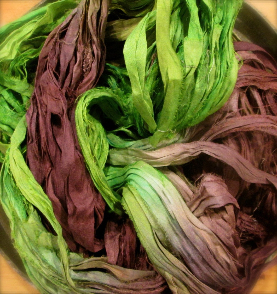 Leapfrog Recycled Sari Silk Ribbon 5 - 10 Yards Ribbon for Yarn Jewelry Weaving Spinning SUPER FAST SHIPPING!