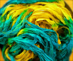 Beach Bummin' Recycled Sari Silk Ribbon 5 Yards Ribbon Jewelry Weaving Boho SUPER FAST SHIPPING!