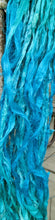 Load image into Gallery viewer, Arctic Blues Recycled Sari Silk Ribbon Yarn 5 or 10 Yards Jewelry Weaving Spinning Mixed Media BOHO SUPERFAST SHIPPING!
