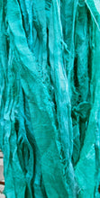 Load image into Gallery viewer, Mermaid Recycled Sari Silk Ribbon Yarn 5 Yards for Jewelry Weaving Spinning Mixed Media
