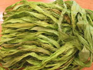 Chartreuse Recycled Sari Silk Ribbon