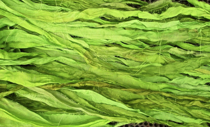 Chartreuse Recycled Sari Silk Ribbon